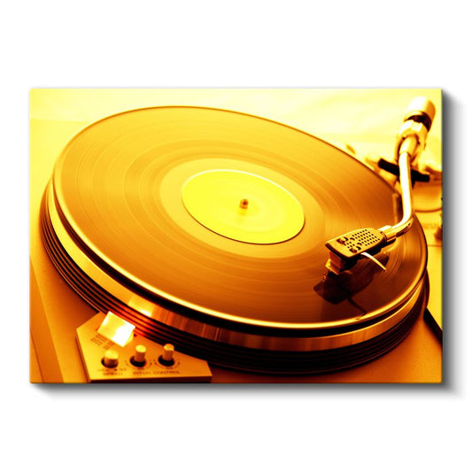 Vintage Pikap - Altın Tonlarında Müzik Zamanı Kanvas Tablo
