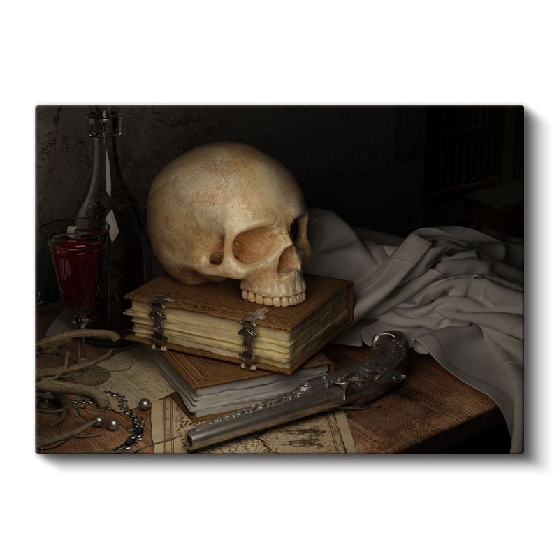 Kurukafa Natürmort - Antik Kitaplar ve Esrarengiz Objeler Kanvas Tablo