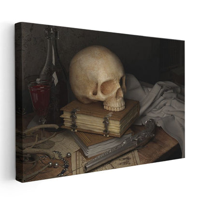 Kurukafa Natürmort - Antik Kitaplar ve Esrarengiz Objeler Kanvas Tablo