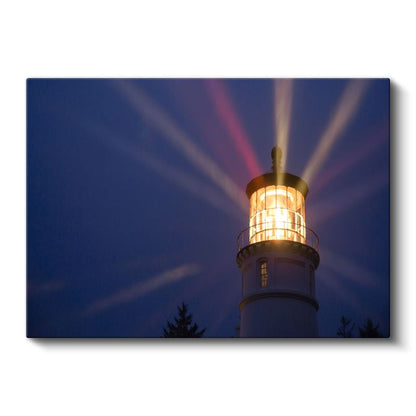 Deniz Feneri - Gecenin Karanlığında Parlayan Işık Huzmesi Kanvas Tablo