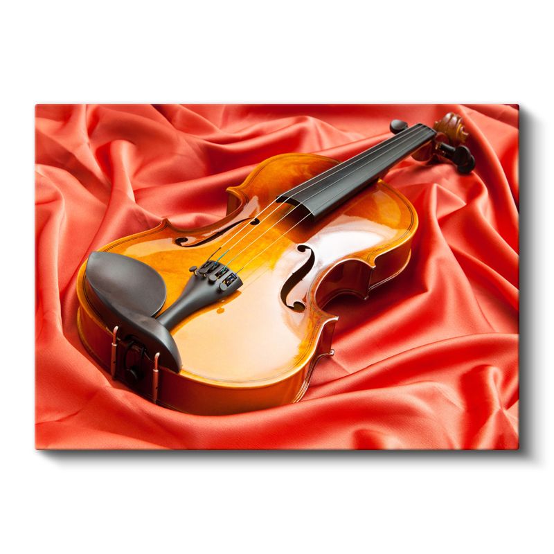 Keman Portresi - Kırmızı İpek Üzerinde Müziğin Zarafeti Kanvas Tablo