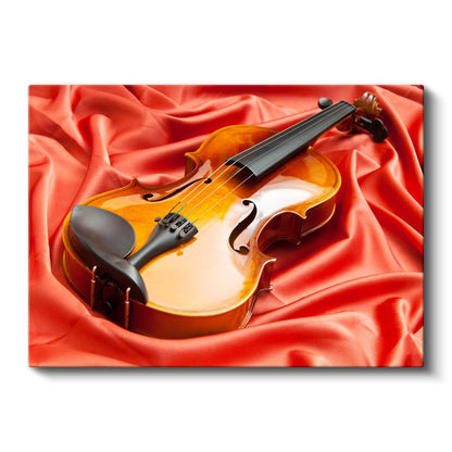Keman Portresi - Kırmızı İpek Üzerinde Müziğin Zarafeti Kanvas Tablo