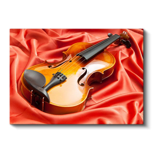 Keman Portresi - Kırmızı İpek Üzerinde Müziğin Zarafeti Kanvas Tablo