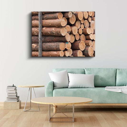 Odun Kütükleri - Doğal Ahşap Dokusu Kanvas Tablo