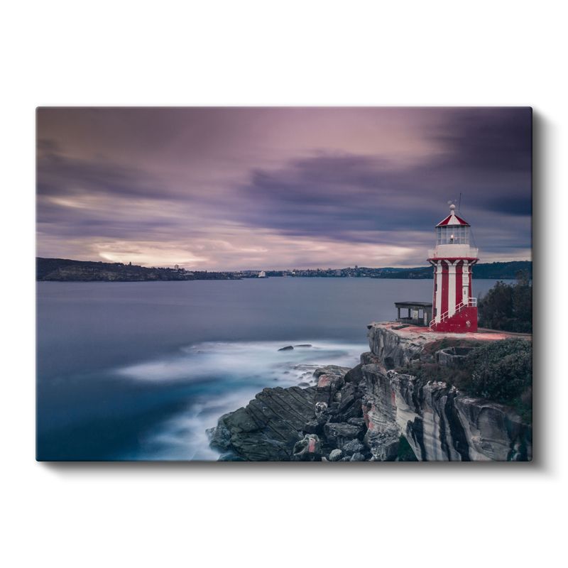 Kırmızı Deniz Feneri - Dramatik Gökyüzü Kanvas Tablo