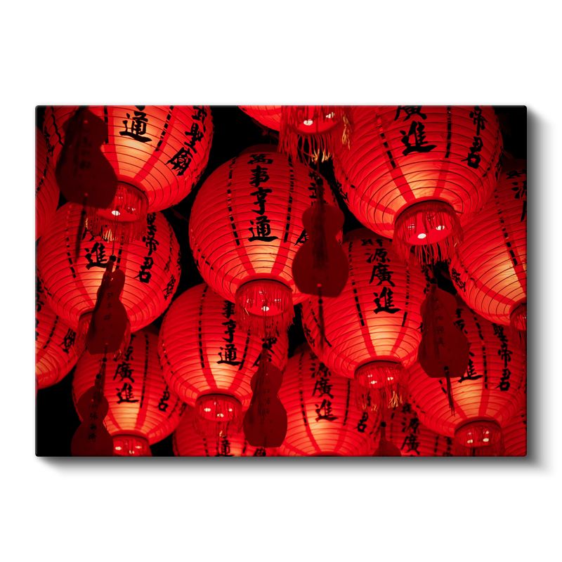 Çin Fenerleri - Geleneksel Kırmızı Işıltı Kanvas Tablo