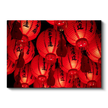 Çin Fenerleri - Geleneksel Kırmızı Işıltı Kanvas Tablo