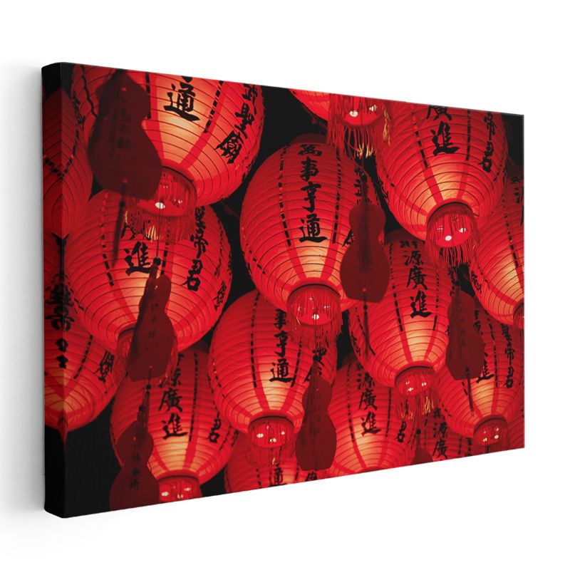 Çin Fenerleri - Geleneksel Kırmızı Işıltı Kanvas Tablo
