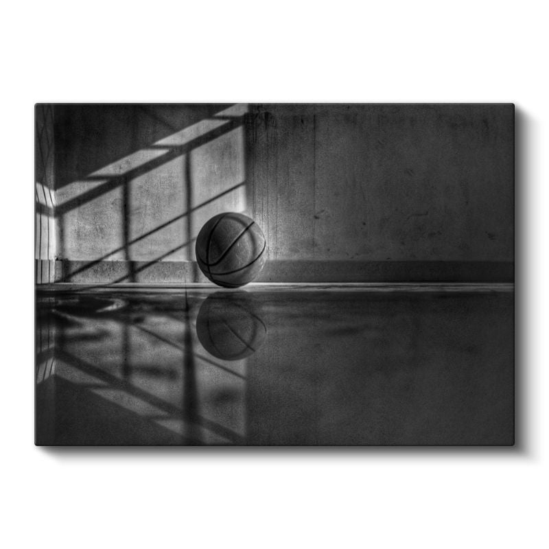 Minimalist Basketbol - Siyah Beyaz Yansıma Kanvas Tablo