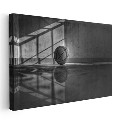 Minimalist Basketbol - Siyah Beyaz Yansıma Kanvas Tablo