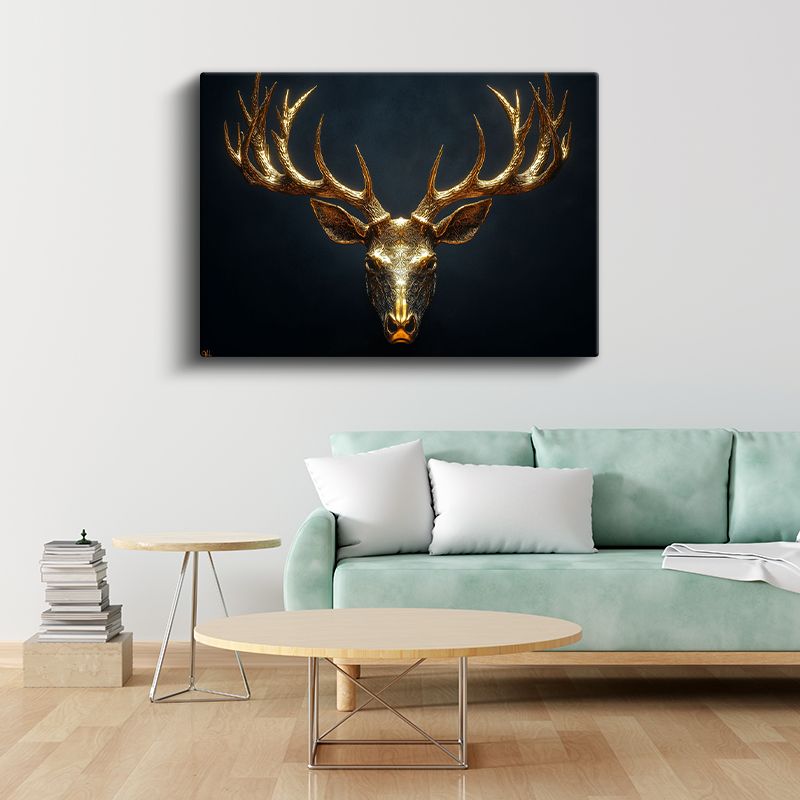 Altın Geyik - Lüks Dekoratif Sanat Kanvas Tablo