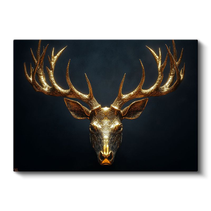 Altın Geyik - Lüks Dekoratif Sanat Kanvas Tablo