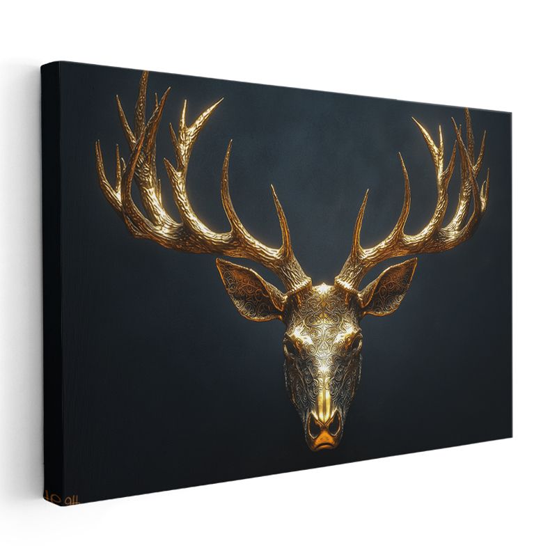 Altın Geyik - Lüks Dekoratif Sanat Kanvas Tablo