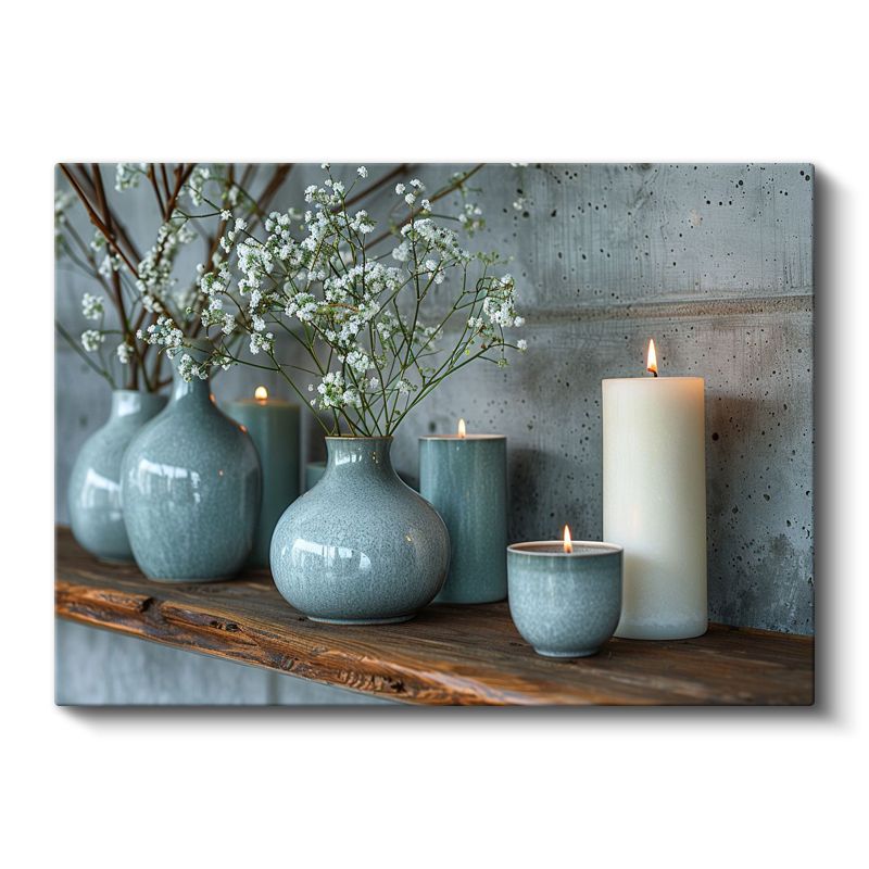 Turkuaz Vazolar - Huzur Veren Dekorasyon Kanvas Tablo