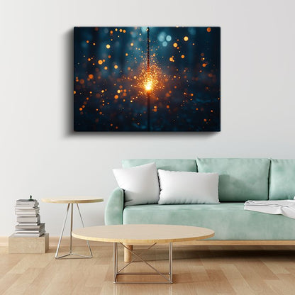 Işık Patlaması - Gece Gökyüzünde Parıltı Kanvas Tablo