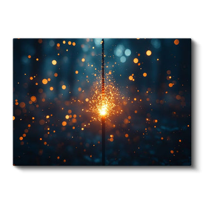 Işık Patlaması - Gece Gökyüzünde Parıltı Kanvas Tablo