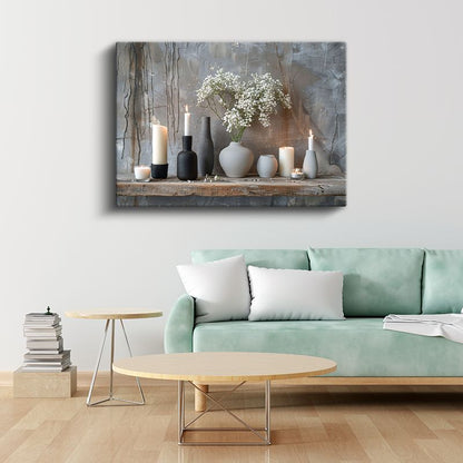 Minimalist Vazolar - Siyah Beyaz Dekorasyon Sanatı Kanvas Tablo