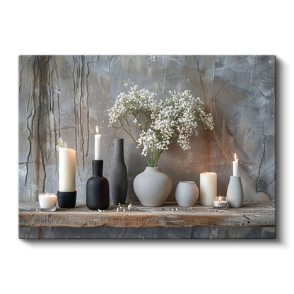 Minimalist Vazolar - Siyah Beyaz Dekorasyon Sanatı Kanvas Tablo