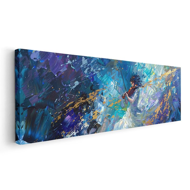 Keman Virtüözü - Mavi Tonlarda Sanatsal İfade Kanvas Tablo