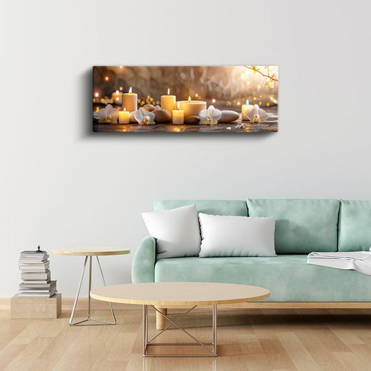 Spa Ritüeli - Mumlar ve Orkidelerle Dinginlik Kanvas Tablo