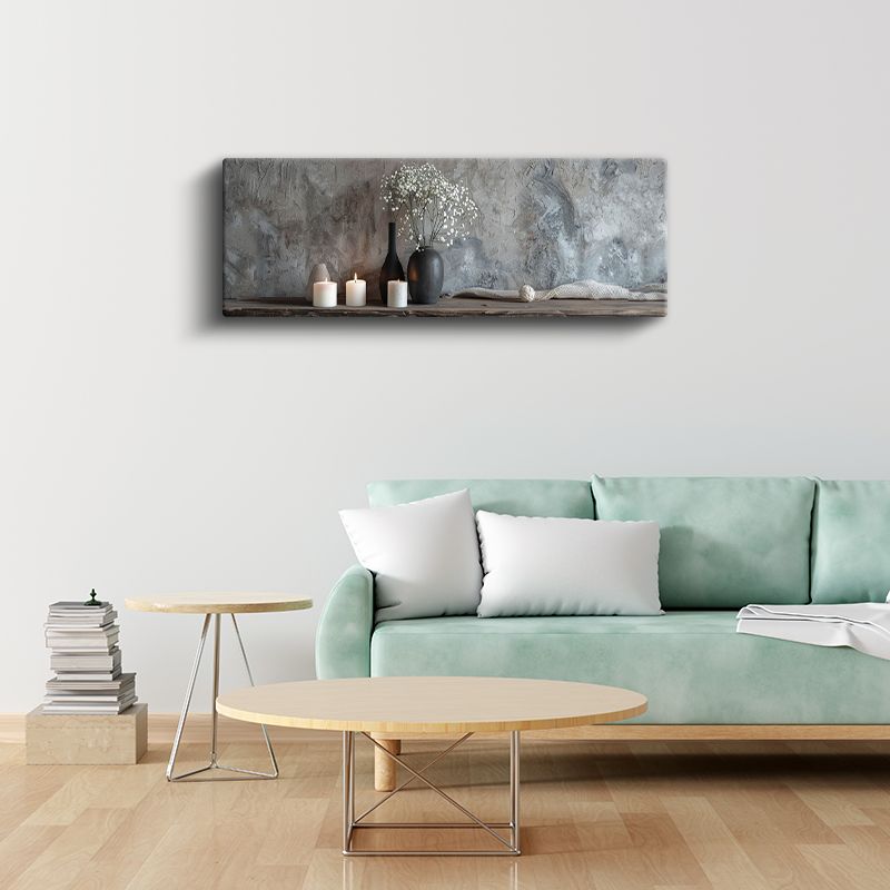 Huzur Köşesi - Minimalist Vazo ve Mumlar Kanvas Tablo