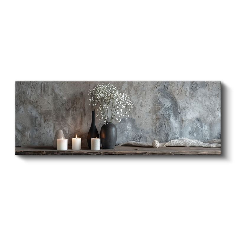 Huzur Köşesi - Minimalist Vazo ve Mumlar Kanvas Tablo