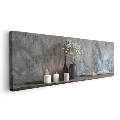 Huzur Köşesi - Minimalist Vazo ve Mumlar Kanvas Tablo