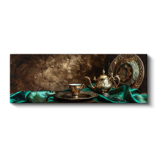 Antik Çay Kültürü - Altın İşlemeli Fincanlar Kanvas Tablo