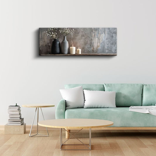 Minimalist Vazo ve Mumlar - Huzur Köşesi Kanvas Tablo