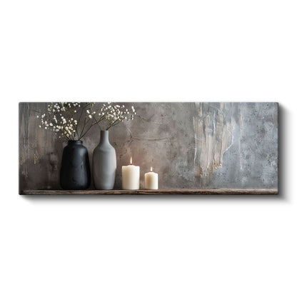 Minimalist Vazo ve Mumlar - Huzur Köşesi Kanvas Tablo