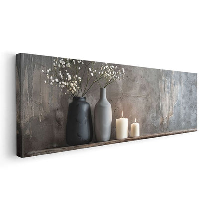 Minimalist Vazo ve Mumlar - Huzur Köşesi Kanvas Tablo