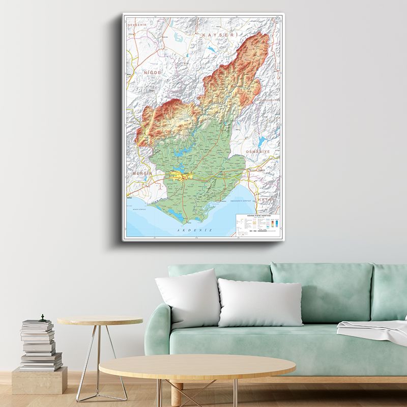 Adana - İl Haritası Kanvas Tablo