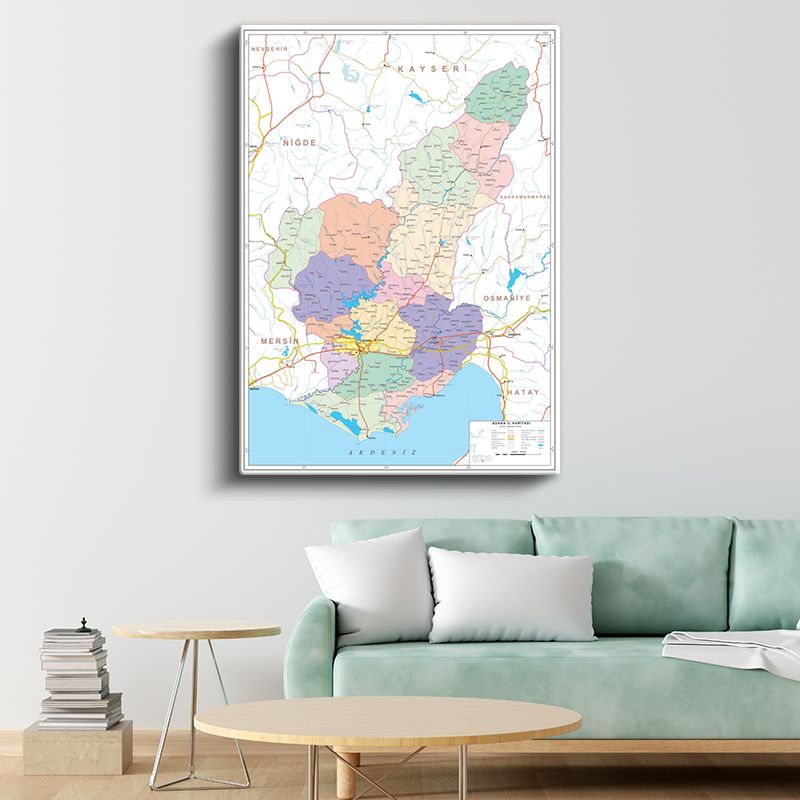 Adana - Fiziki Haritası Kanvas Tablo