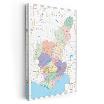 Adana - Fiziki Haritası Kanvas Tablo
