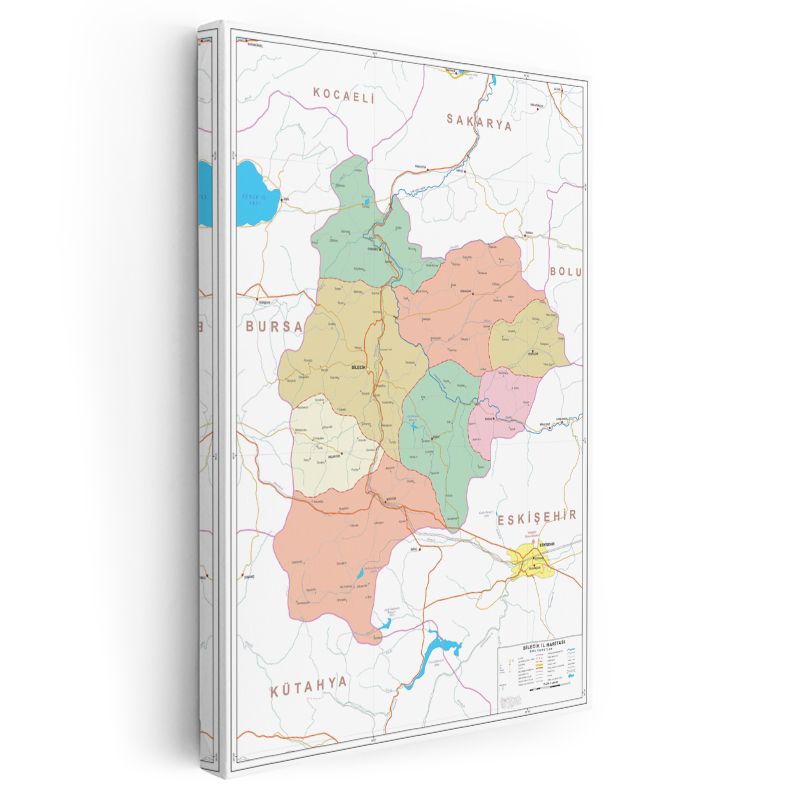 Bilecik - Fiziki Haritası Kanvas Tablo