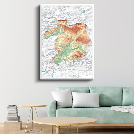 Bingöl - İl Haritası Kanvas Tablo