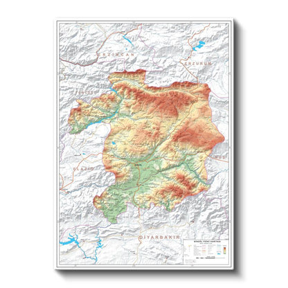 Bingöl - İl Haritası Kanvas Tablo