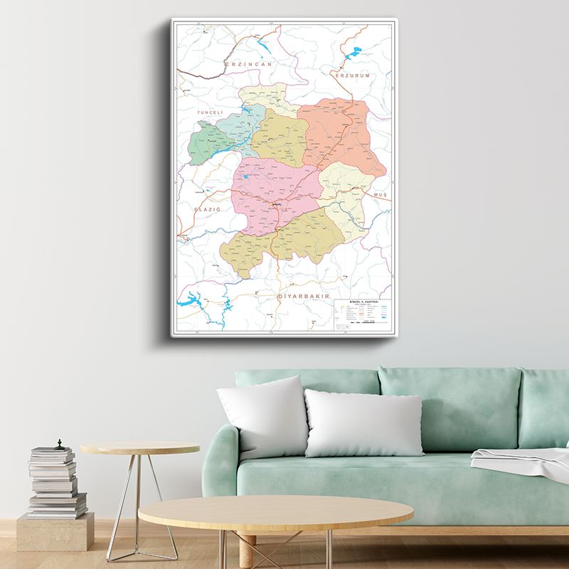 Bingöl - Fiziki Haritası Kanvas Tablo