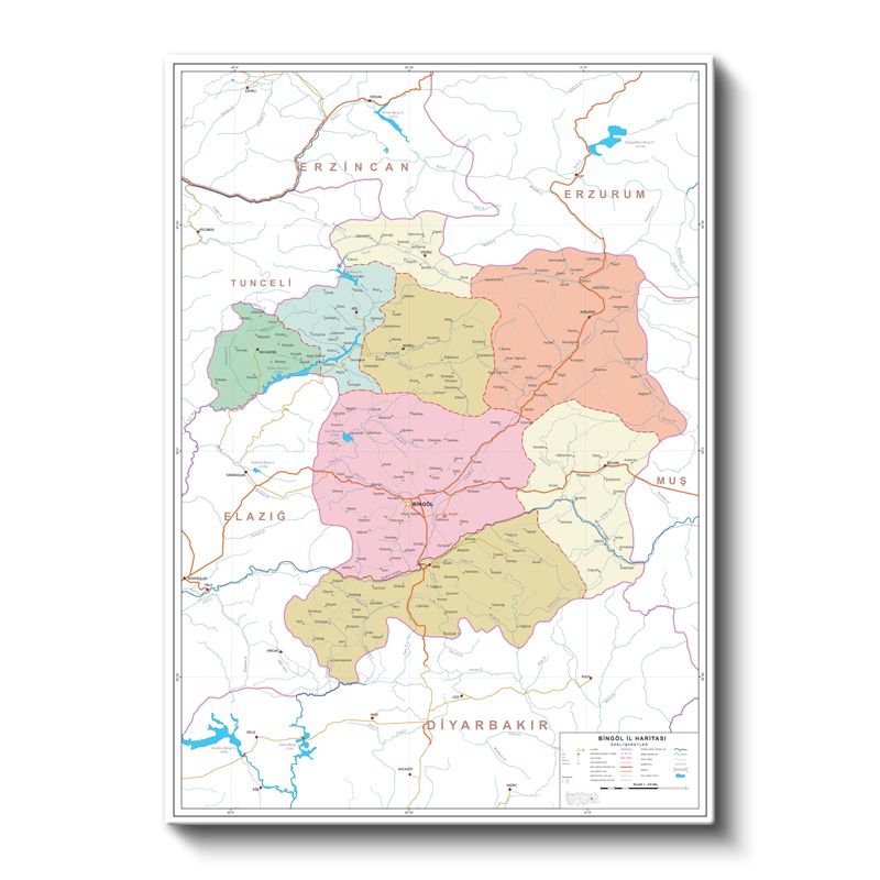 Bingöl - Fiziki Haritası Kanvas Tablo