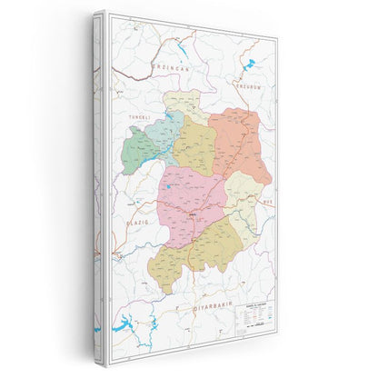 Bingöl - Fiziki Haritası Kanvas Tablo