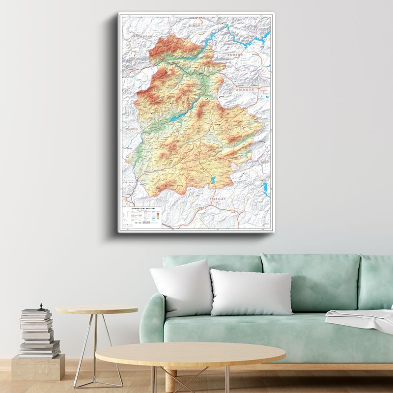 Çorum - İl Haritası Kanvas Tablo