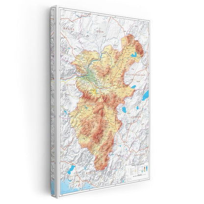 Denizli - Fiziki Haritası Kanvas Tablo