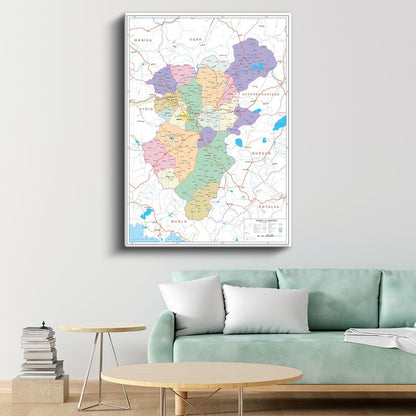 Denizli - İl Haritası Kanvas Tablo