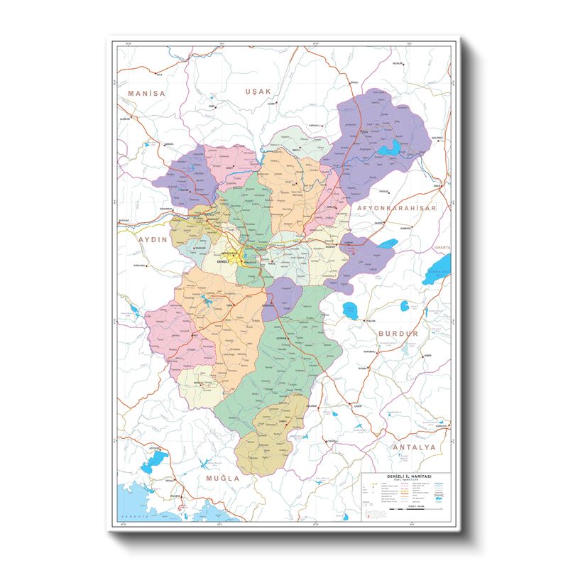 Denizli - İl Haritası Kanvas Tablo