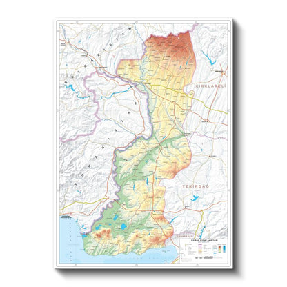 Edirne - Fiziki Haritası Kanvas Tablo