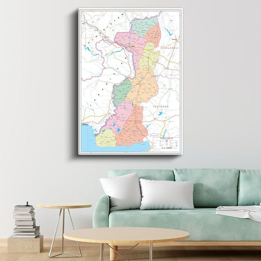 Edirne - İl Haritası Kanvas Tablo