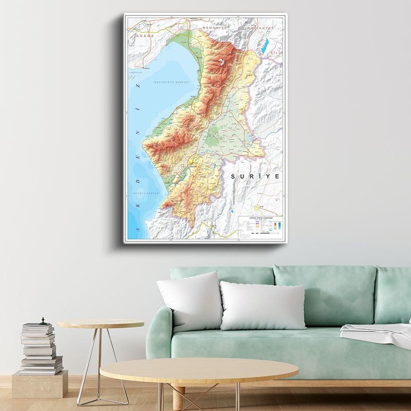 Hatay - Fiziki Haritası Kanvas Tablo