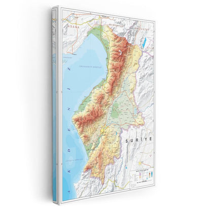 Hatay - Fiziki Haritası Kanvas Tablo