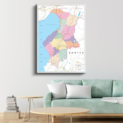 Hatay - İl Haritası Kanvas Tablo