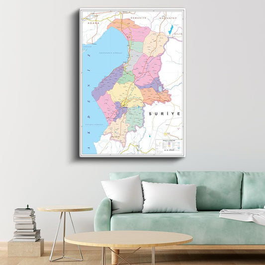 Hatay - İl Haritası Kanvas Tablo